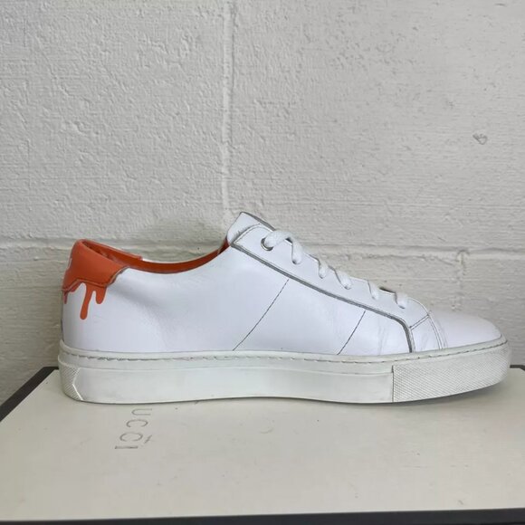 Greats Brooklyn Fuku Low White Orange Leather Sneakers Lace up Men's Size 10 US - Picture 2 of 12